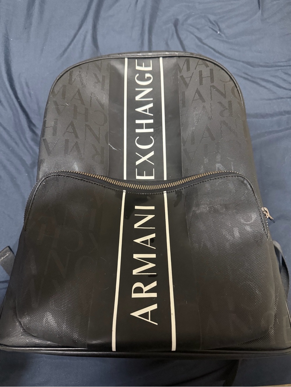 Armani Exchange Black Logo Stripe Backpack